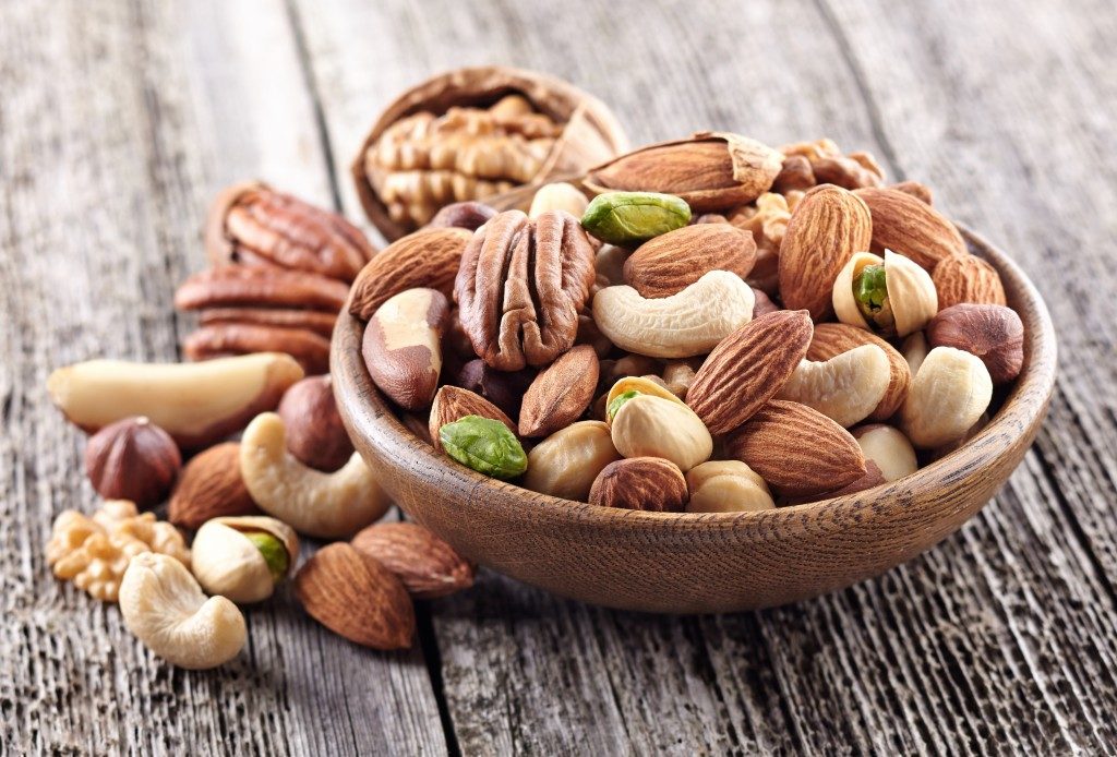Different types of nuts in a bowl