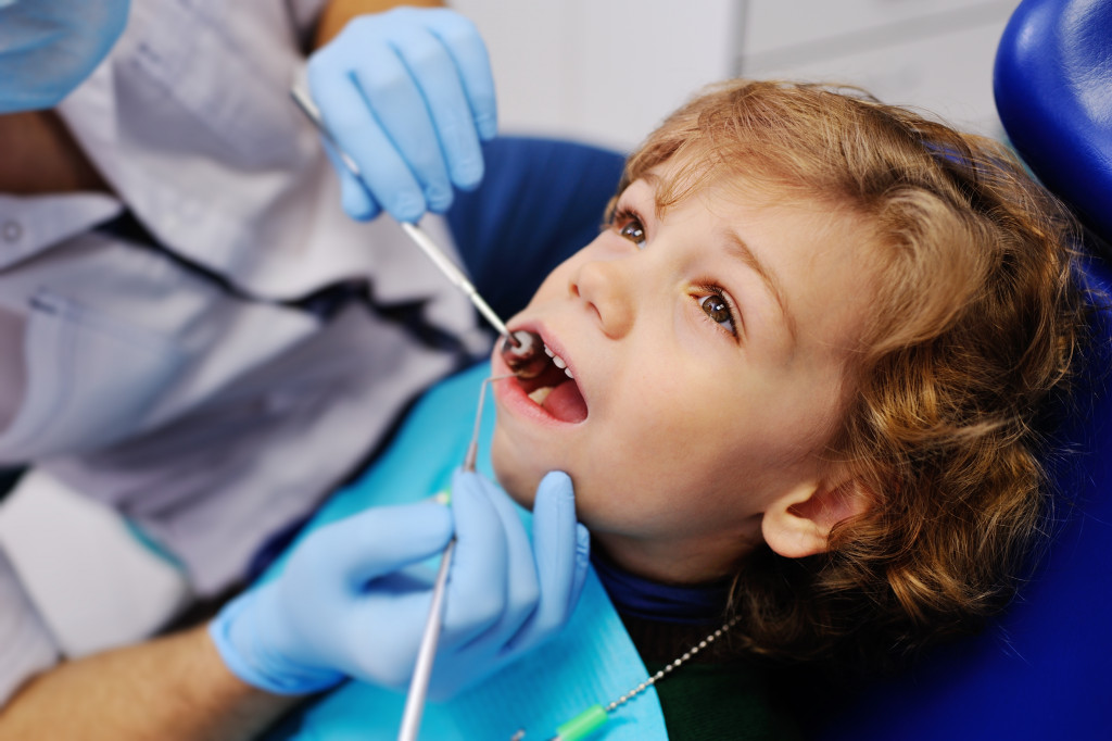A child at a dentist's clinic
