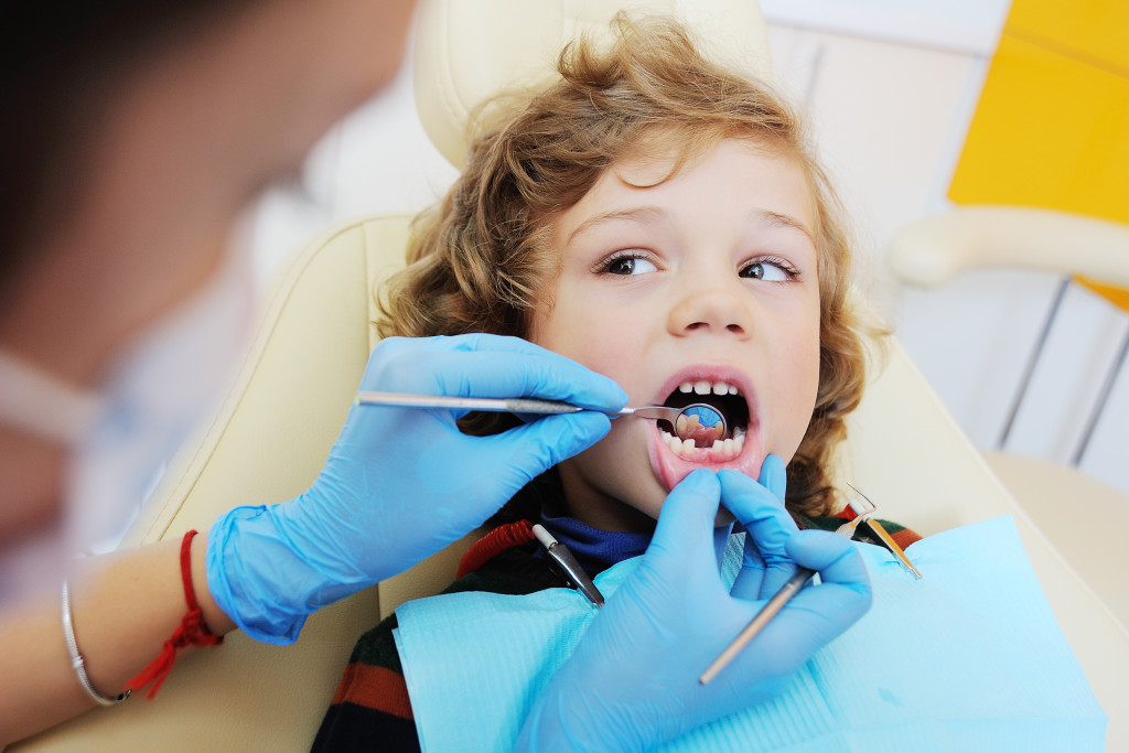A child having a dental checkup